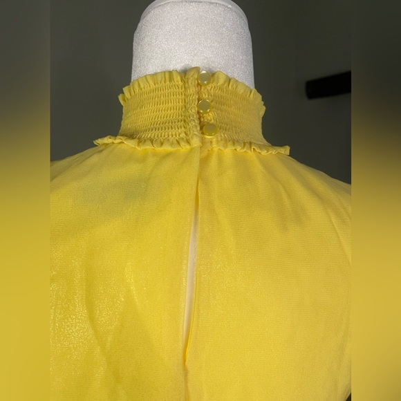 GROGEOUS NWT Nannette Yellow Glimmer Lepore Chiffon Pleated Midi Dress Sz 6 - Picture 8 of 13